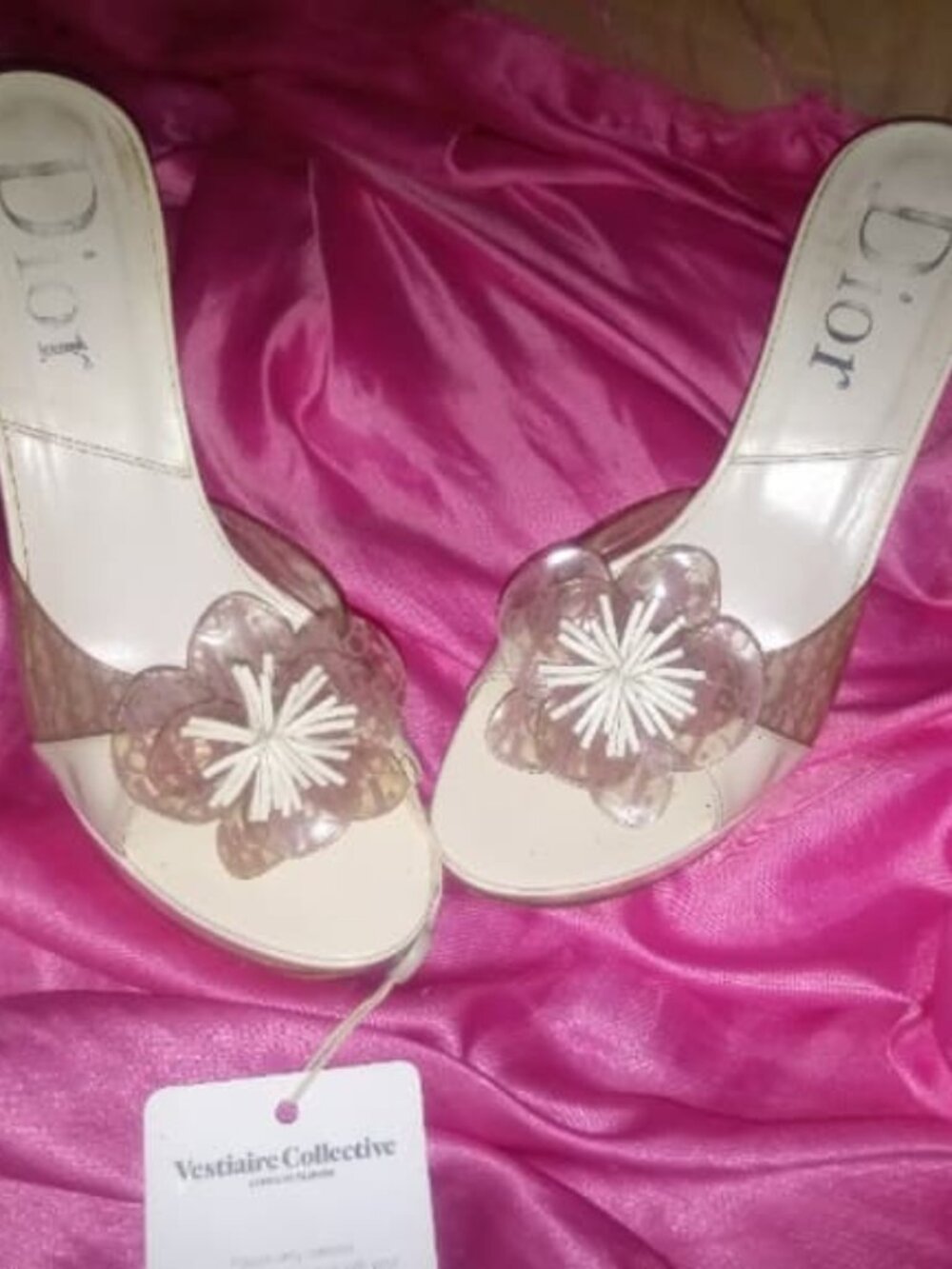 Christian Dior Pink & Cream Vintage Heels Flower